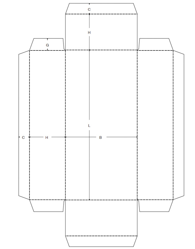 Stuelpschachtel Verpackung ECMA B4110 Automatenschachtel mit Auflagefläche zum Stapeln technische Zeichnung